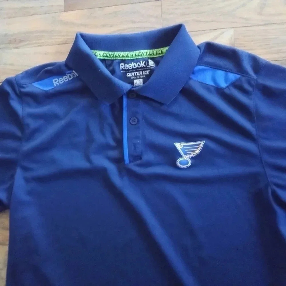 Reebok NHL Center Ice Collection St Louis Blues Polo Shirt Blue Size Medium